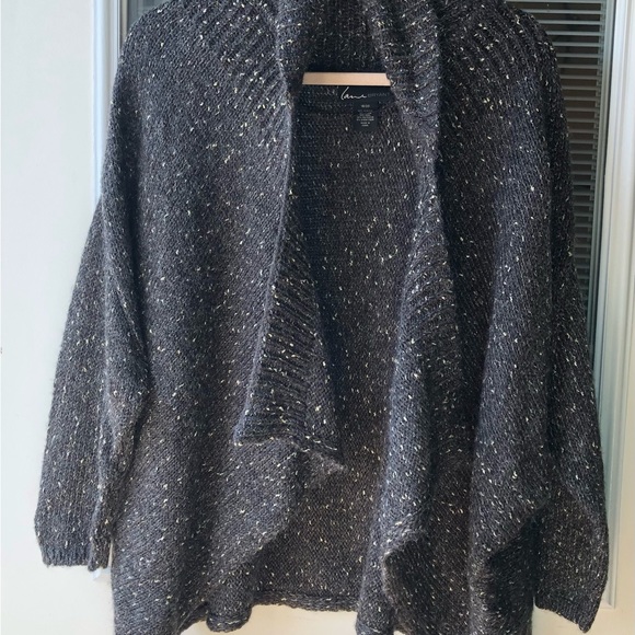 Lane Bryant 18/20 dolman slv charcoal/gold wool acrylic sweater good condition - Picture 2 of 11